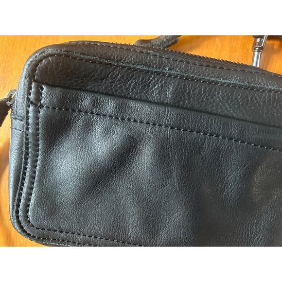 Anthropologie Margot Small Black Leather Cross Body Purse w/ Detachable Strap - Picture 3 of 8